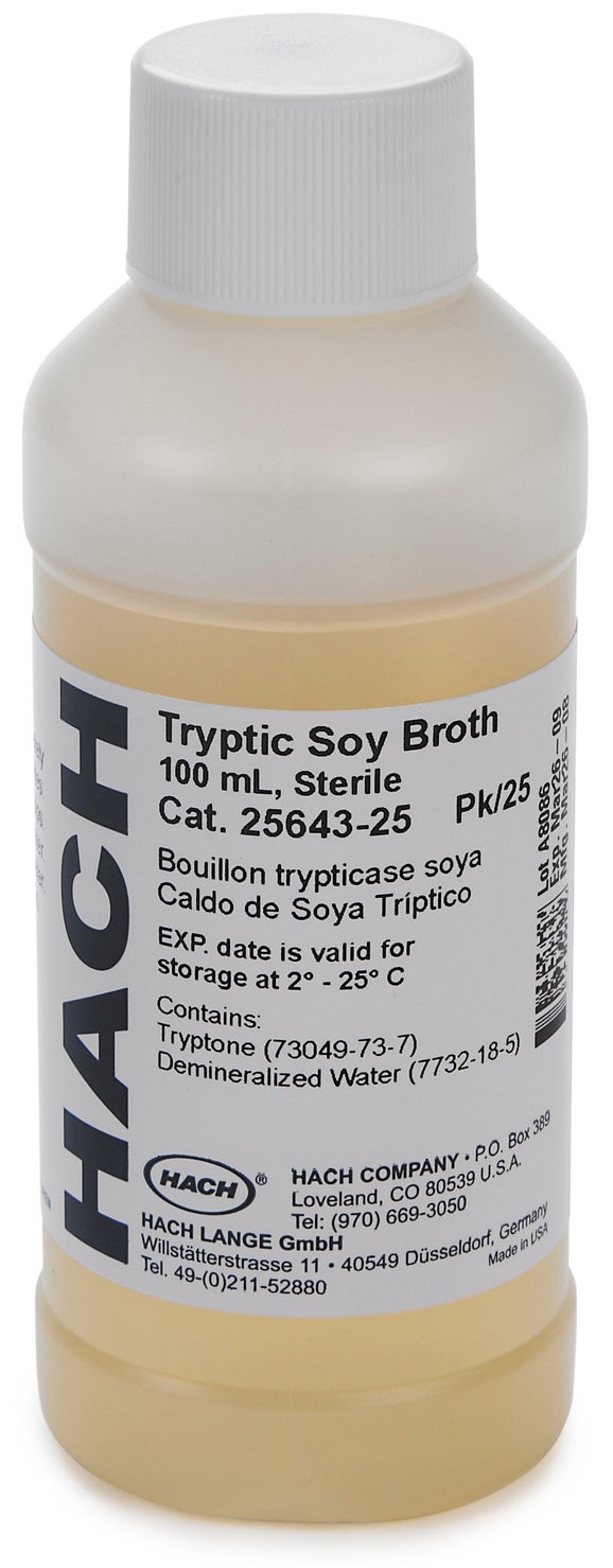 Bottles, tryptic soy broth, 25/pk